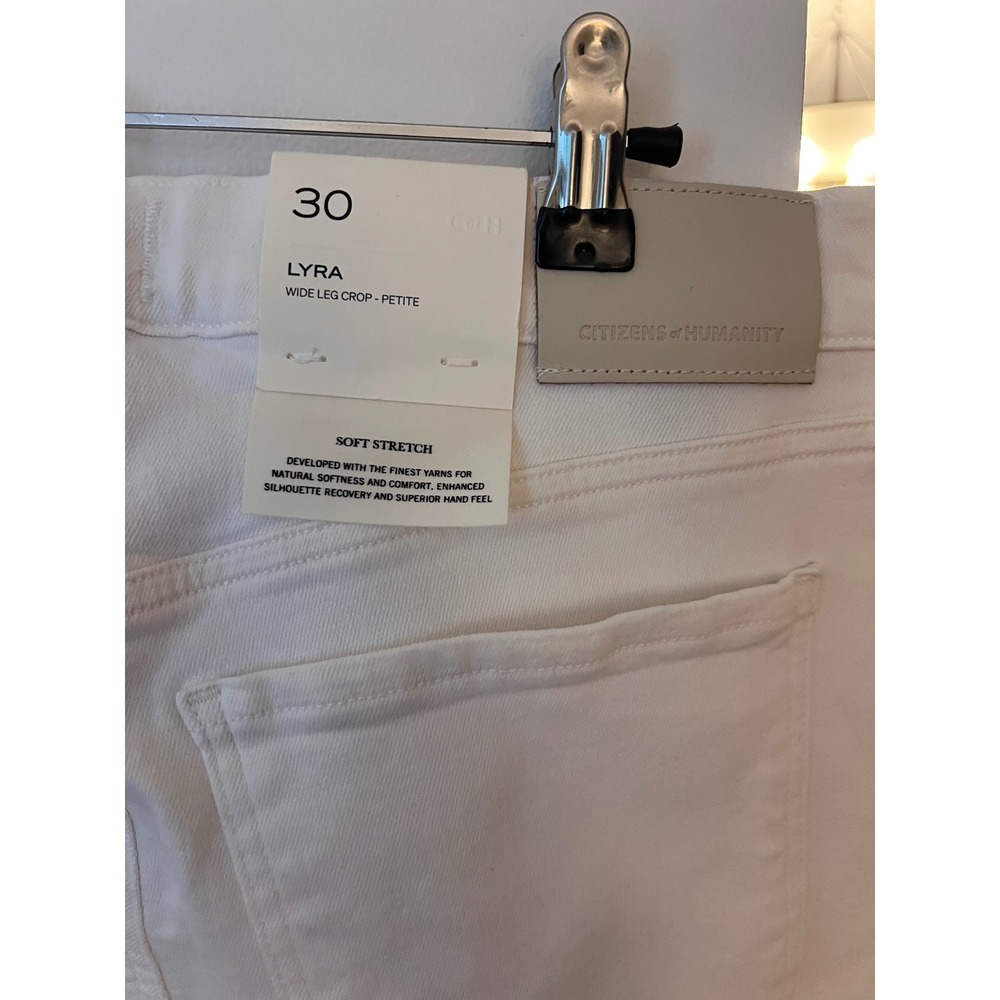 Citizens of Humanity Lyra Wide Leg Crop Soft White Raw Hem Size 30 - Picture 8 of 10